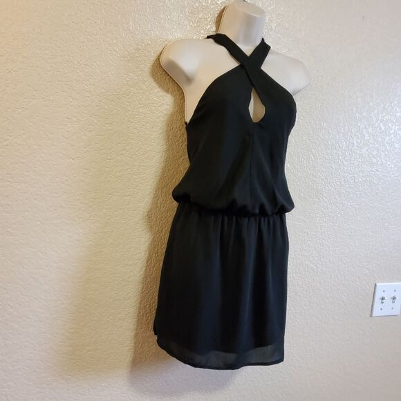 KRISA Black Slip Mini Halter Dress XS Black - Picture 2 of 7